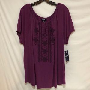 Chaps Short Sleeve Purple Top